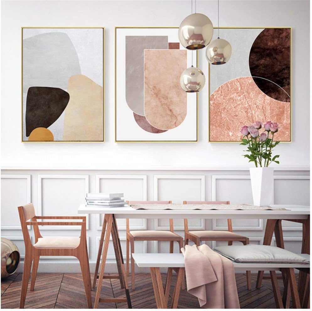 RuiChuangKeJi Canvas Painting Modern Boho Art Bohemian Style Abstract Marble Beige Posters Prints Wall Art Pictures for Living Room Home Decor 3x40x50cm(15.7"x19.7") no frame