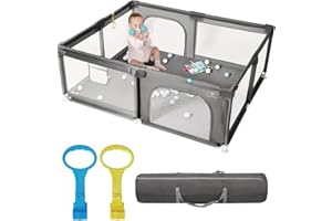DEAR LOV 71" x 59" Extra Large Baby Playpen for Babies and Toddlers, Safe Activity Center with Soft Play Fence, Indoor Safety Yard, Easy to Assemble and Clean (Gray)