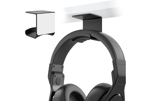 PlusAcc Headphone Stand Hanger – Adhesive Headset Holder Mount, Headset Hook Under Desk for Gaming, Work, Office, Wall Mount