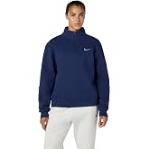 Nike Women's Studio Fleece Quarter Zip, Midnight Navy/Sail, Medium
