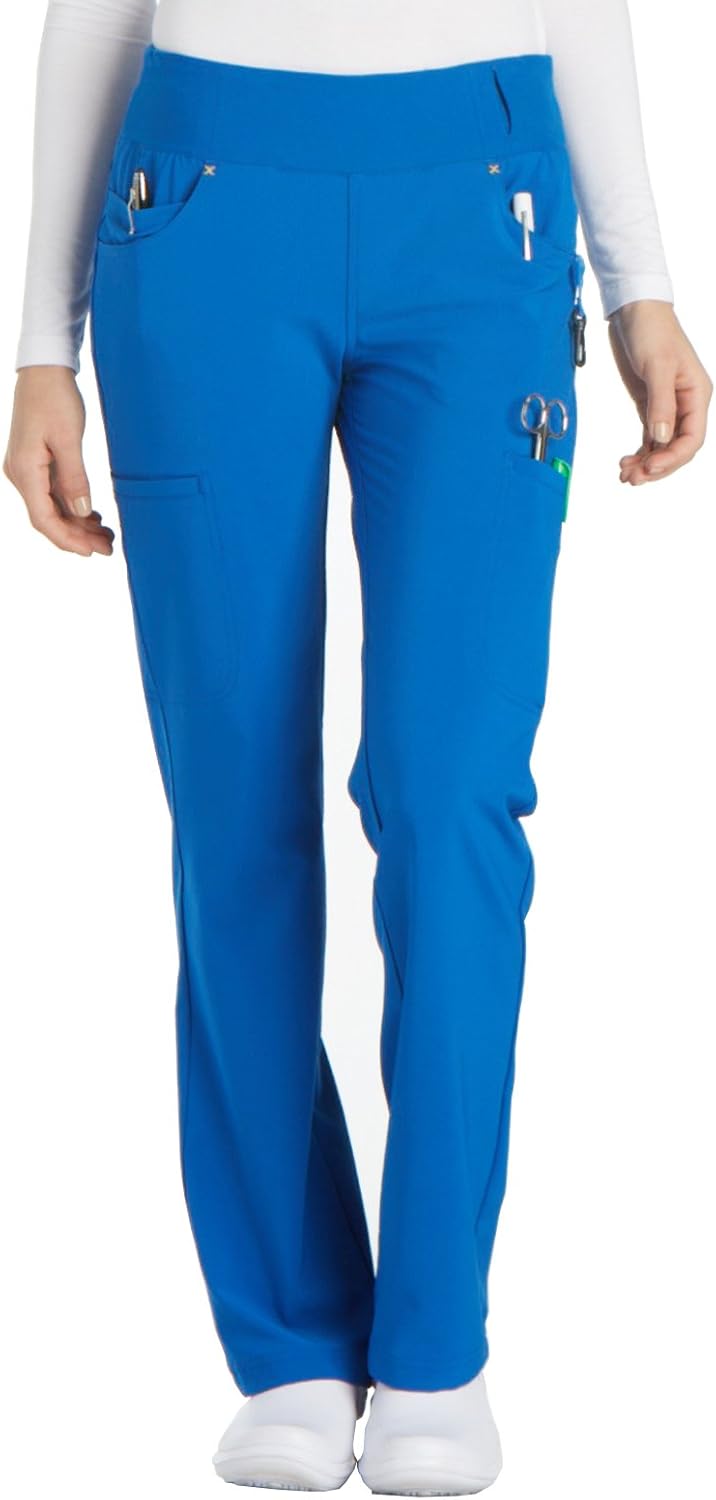 Cherokee iflex Women's Mid Rise Straight Leg Pull-On Scrub Pant: Clothing