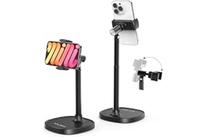 ULANZI Cell Phone Stand Mount for Desk, Vijim HP004 Adjustable Height & Angle Phone Holder, 360 Degree Rotating Desktop Phone Stand Compatible with iPhone, Samsung and All Phones