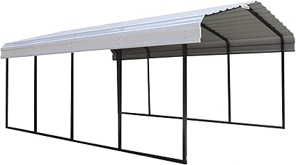 Amazon Com Arrow 12 X 24 X 7 29 Gauge Carport With Galvanized Steel Roof Panels 12 X 24 X 7 Black Eggshell Garden Outdoor