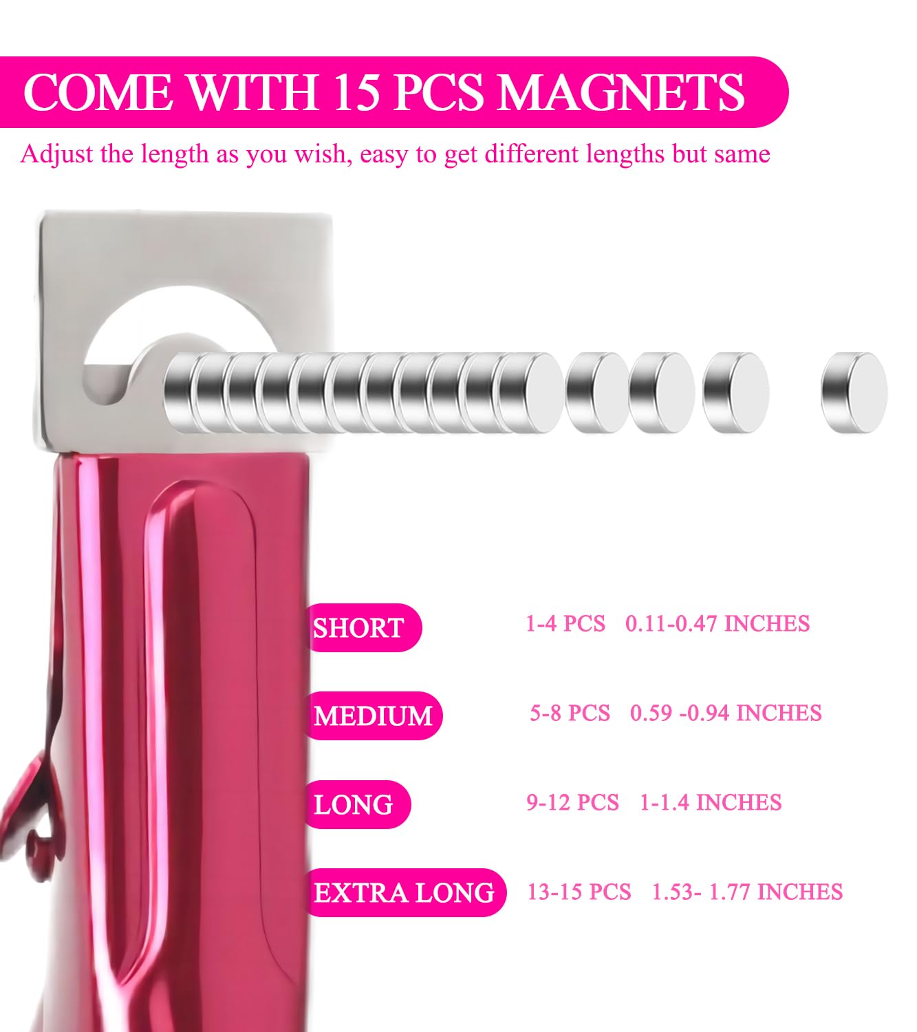 AmooFro Acrylic False Nail Clippers with Magnets Sizer, Tip Cutter for False Nails with Length Measurement, Adjustable Stainless Trimmer, Manicure Tool for Salon Home Art - Image 2