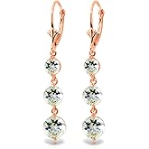 7.2 Carat 14K Solid Rose Gold Chandelier Earrings Aquamarine