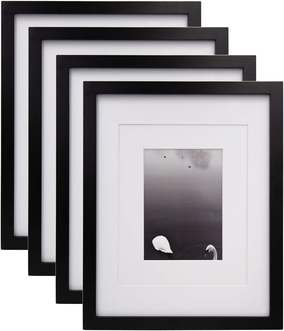 Egofine 14x11 Photo Frames Set of 4 Black, Solid Wood Picture Frame for Tabletop and Wall