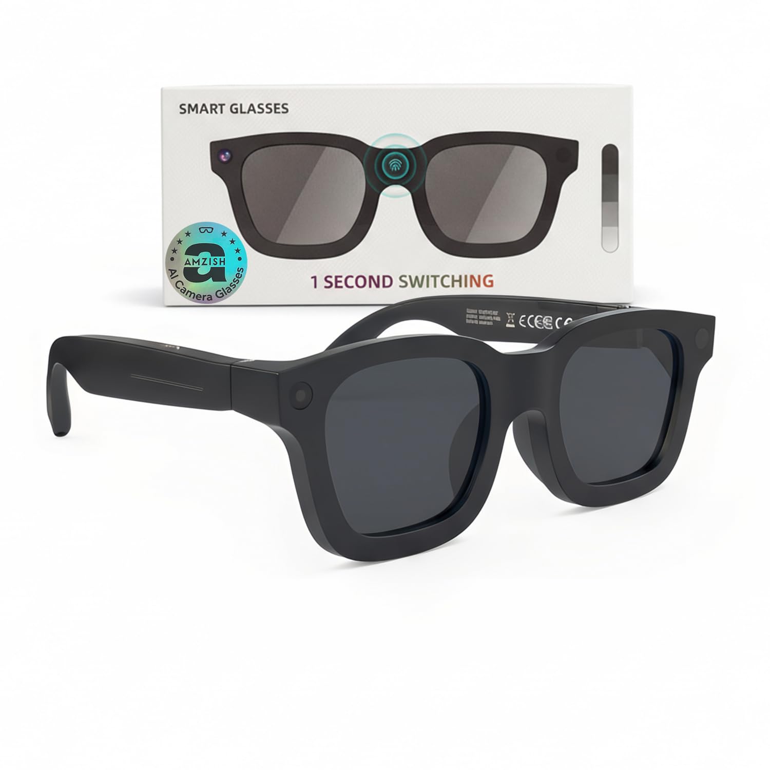 Photo 1 of Ai Smart Glasses with Camera, Electrochromic Lens, 8MP HD Anti-Shake Bluetooth Camera Glasses, 1080p Video Recording, Real Time Translation Open Earbuds , Voice Assistant, Sunglasses for Men Women