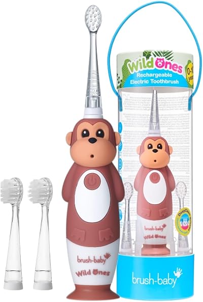 Brush-Baby Rechargeable Electric Toothbrush Kids 0-10 Monkey Design