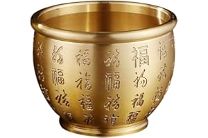 Offering Bowl: Brass Wealth Bowl - 3.54 Inch Chinese Feng Shui Treasure Basin for Altar, Entryway Table Decor & Prosperity Pr
