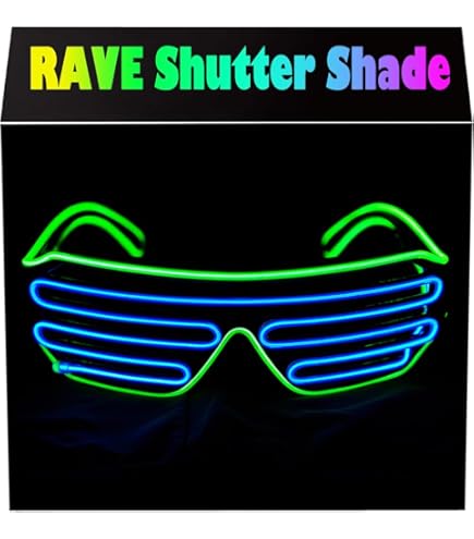 PINFOX Shutter EL Wire Neon Rave Glasses Flashing LED Sunglasses