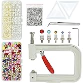 5400pcs Pearl Beads Hand Press Pearl Setting Tool Set, Beads Rivet Fixing Machine, DIY Handmade Pearl Setting Machine with Beads Nails Screw Heads Tweezers Wrench Trays for DIY Crafts Accessories
