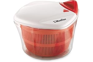 MUELLER AUSTRIA MUELLER Large 5L Salad Spinner Vegetable Washer with Bowl, Anti-Wobble Tech, Lockable Colander Basket and Smart Lock Lid - Lettuce Washer and Dryer - Easy Water Drain System