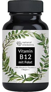 Vitamin B12 1000µg - Vergleichssieger 2019* - 180 Tabletten - Premium: Beide Aktivformen + Depot + Folat (5-MTHF aus Quatrefo