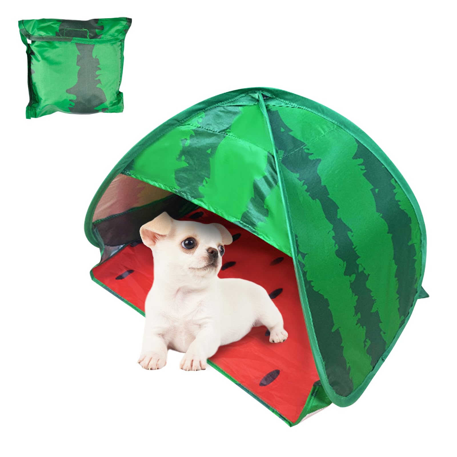 HACRAHO Dog Beach Tent Canopy, 1 Pack Watermelon Portable Auto Pop Up Beach Tent Mini Dog Cat Tent Indoor and Outdoor Pet Protection, M