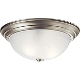 Kichler 15.25" Flush Mount Ceiling Light in Brushed Nickel, 3-Light Fixture with Clear Satin Etched Glass, Brushed Nickel, (1