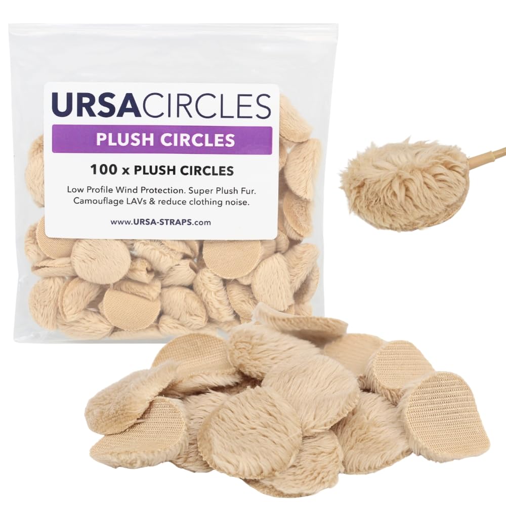 URSA Plush Circles - 5mm length short fur LAV covers. Reusable & Super Soft. 25mm Diameter (100x, Beige)