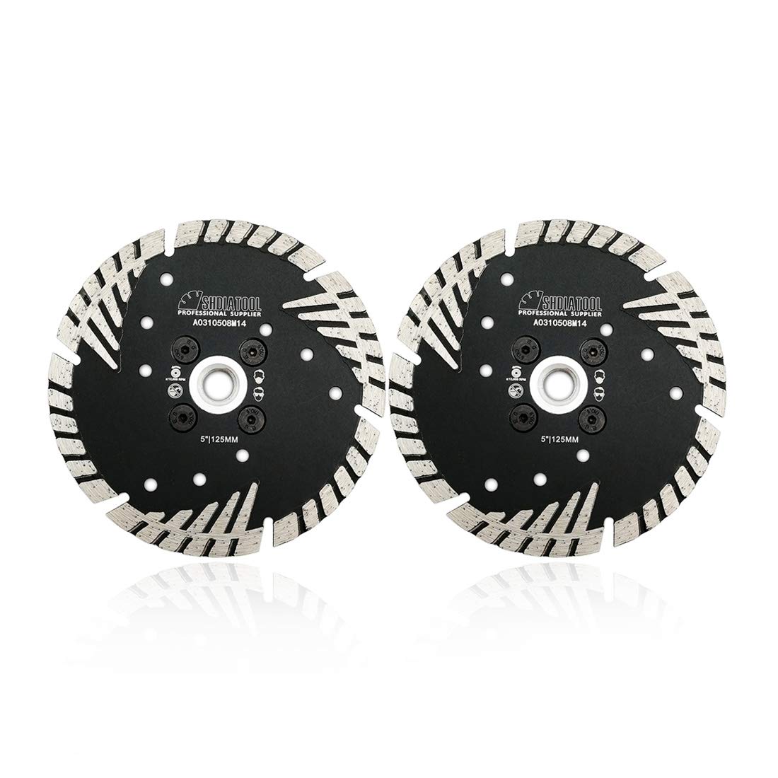 SHDIATOOL Diamond Cutting Blade with Turbo Slant Protection Teeth 2Pcs 125mm for Concrete Tile Granite Marble Masonry Brick