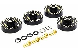 Treal Brass Extended Wheel Spacers (4p) +5mm Axle Counter Weight Type B for Axial SCX24 Deadbolt C10 Gladiator Bronco (Black)