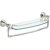DELTA Cassidy 18 inch Glass Shelf With Towel Bar, Polished Nickel, Bathroom Accessories, 79710-PN