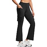 ISEEGZ Women's Hiking Pants Fleece Lined High Waisted Thermal Flare Leggings for Women 6 Pockets Outdoor Travel Casual