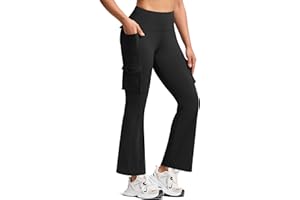 ISEEGZ Women's Hiking Pants Fleece Lined High Waisted Thermal Flare Leggings for Women 6 Pockets Outdoor Travel Casual