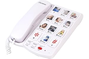Excelltel Big Button Phone for Seniors, Corded Landline Telephone with 10 Picture Keys, Phones for Elderly,One-Touch Dialling