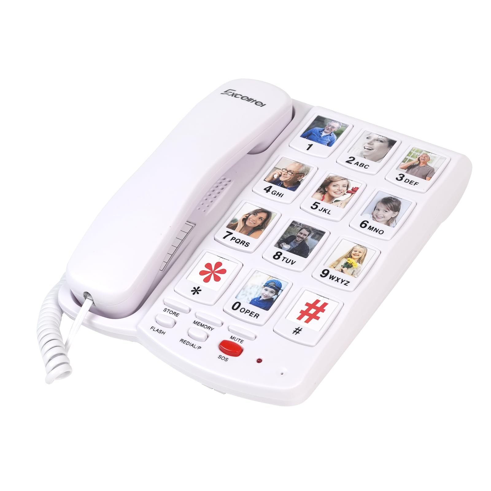 Photo 1 of Excelltel Big Button Phone for Seniors, Corded Landline Telephone with 10 Picture Keys, Phones for Elderly,One-Touch Dialling,Suitable People with Vision Disorders/Hearing Damage (EX-LD-828-01)