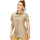 Women's Button Down Shirts UPF 50+ Short Sleeve Sun Protection Shirts Stretch Quick Dry Shirt for Fishing, Hiking, Travel