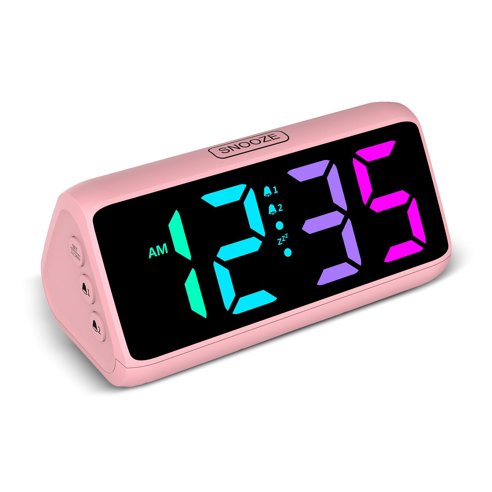 Netzu Loud Alarm Clock for Heavy Sleepers, RGB Alarm Clocks for Bedrooms Seniors Kids, Plug in Digital Clock with 5 Dimmers, 2 Alarms, 4 Volumes and Snooze