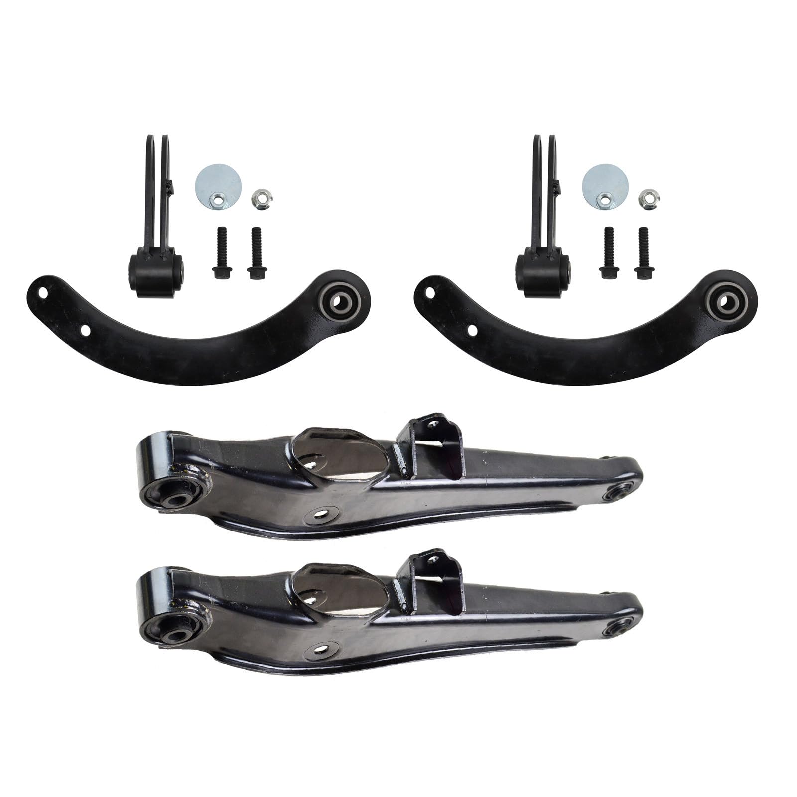 TRQ Rear Upper and Lower Control Arm Set Driver and Passenger Side Compatible with 2007-2012 Dodge Caliber 2007-2017 Jeep Compass 2007-2017 Jeep Patriot Image
