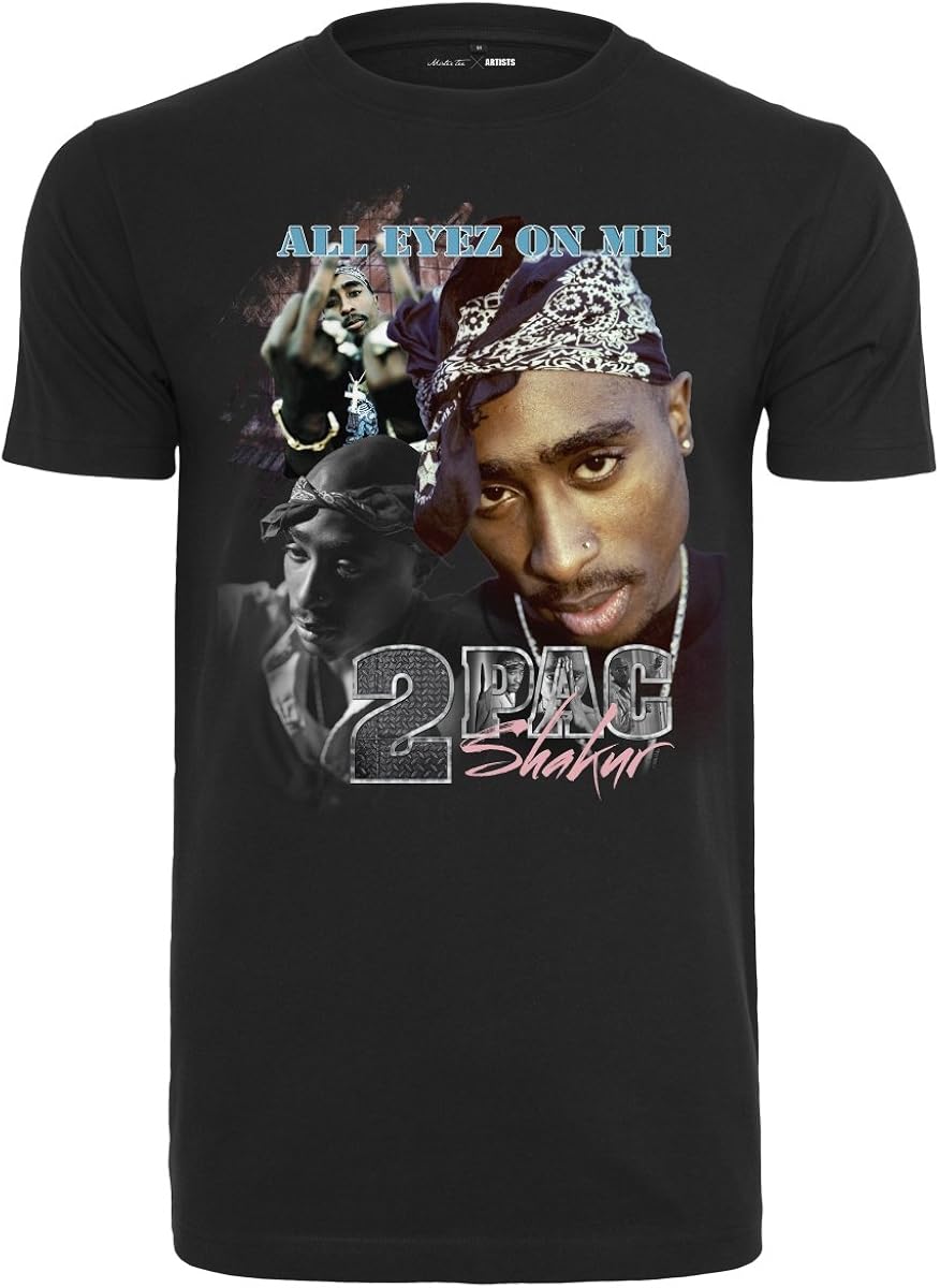 Tupac Herren TShirt 2Pac Retro Tee mit Collage des Rappers und