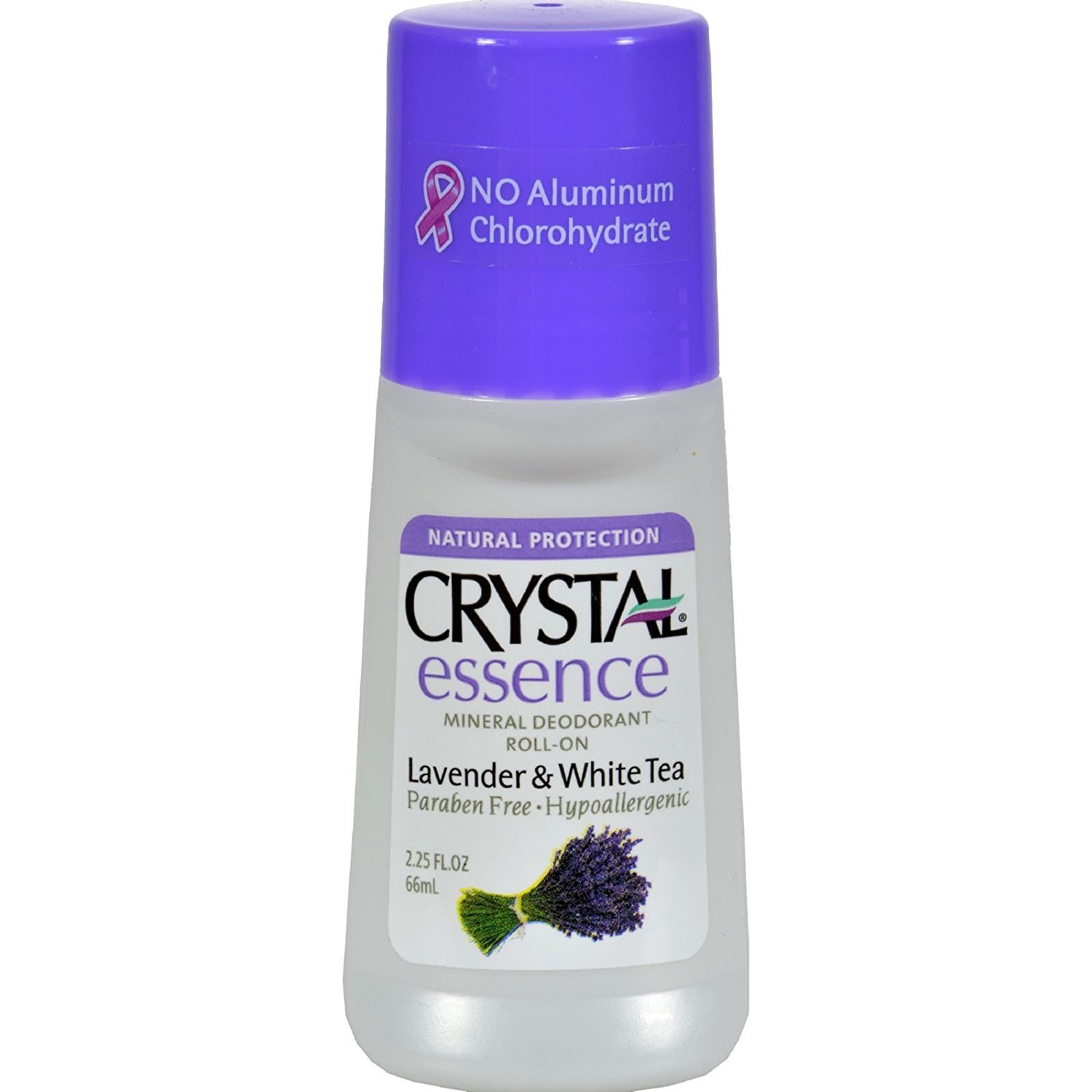 Crystal Essence Roll On Mineral Deodorant Lavender and White Tea - Paraben Free - Hypoallergenic - 2.25 fl oz (Pack of 2)