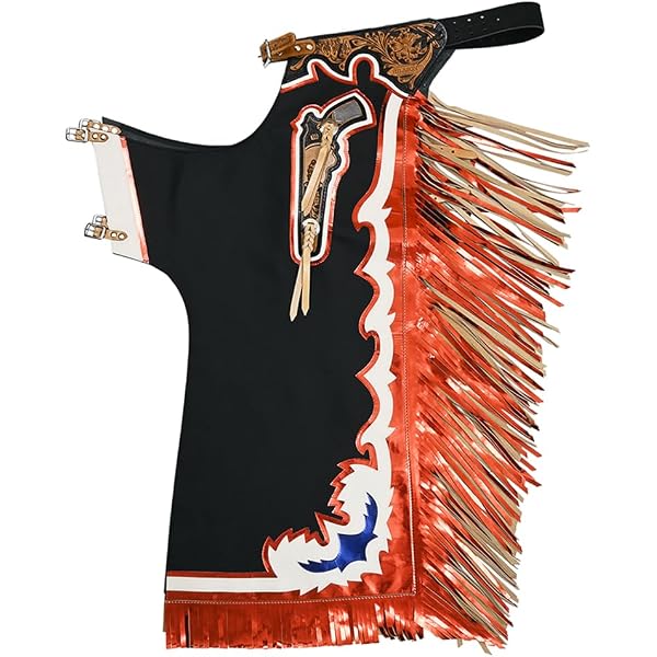 Chaparreras De Cuero Occidentales Hilason Para Niños - Estilo Rodeo Toro, Bandera USA, Talla 23 Pulgadas