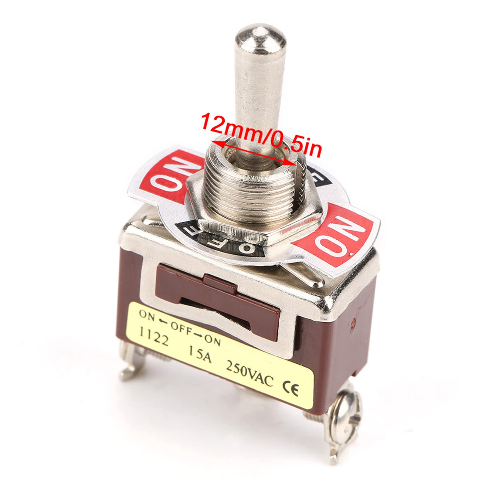 Toggle Switch 3PDT 5Pcs ON-OFF-ON 3 Position Momentary Toggle Switch 3 Pin 12mm 15A 250VAC