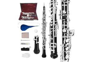 Yinfente Professional Oboe Ebonite C Key Left F Resonance Semi-Automatic Woodwind Instrument With Oboe Reed&Gloves&Leather Ca