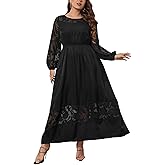 CUPSHE Women’s Plus Size Dress 2024 Long Sleeve Maxi Dress Floral Elegant Long Dresses