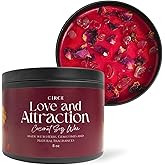 Circe Spell Candle “Love & Attraction” Coconut Soy Wax Candle Jar – Premium Hand Poured & Long Burning – Herbs, Crystals & Natural Fragrance Oils- Draw Love, Connection & Passion- Self Care, Gift- 8oz