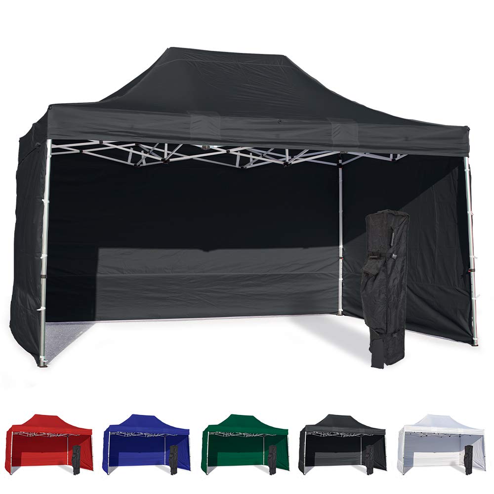 Vispronet 10x15 Instant Canopy Tent and 3 Side Walls – Commercial Grade Steel Frame with Water-Resis