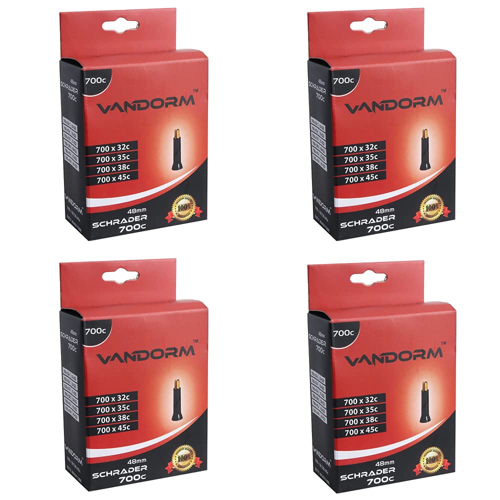 4 PACK Vandorm 700c x 32c - 45c Hybrid Bike Butyl Schrader Valve Inner Tubes