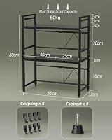NETEL Expandable Microwave Shelf 3 Tier Stand with 8 Hooks 50kg Capacity view 3
