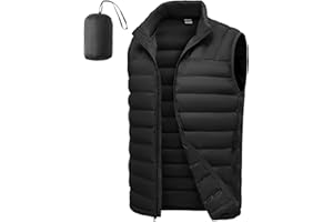 TBMPOY Men's Lightweight Packable Puffer Vest Sleeveless Puffy Outerwear Water-Resistant Bubble Jackets Work Casual Golf