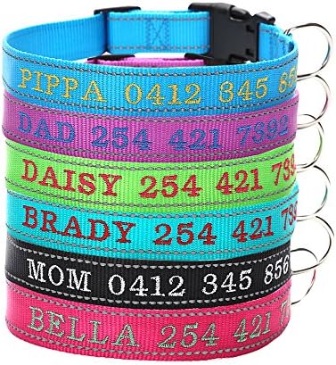Mihqy Personalized Custom Dog Collar - Custom Embroidered Pet Name & Phone Number โ Quick Release Buckle, Reflective, Heavy Duty Adjustable for Small Medium Large Dogs