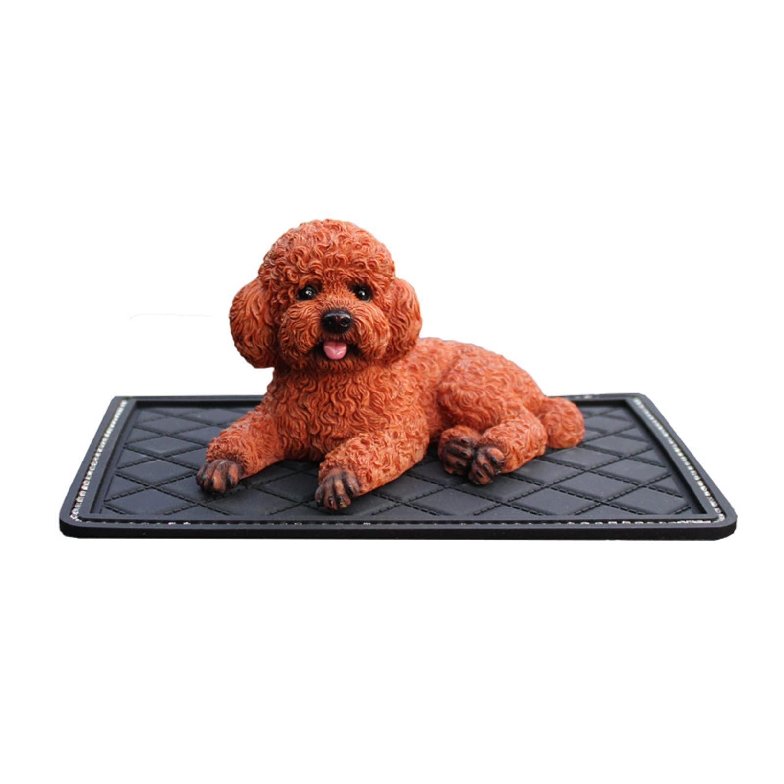 Otzoan Cute Dog Figurines Resin Animal Garden Farm Statue Poodle Sculpture Lawn Patio Yard Home Decorations Ornaments (Brown)