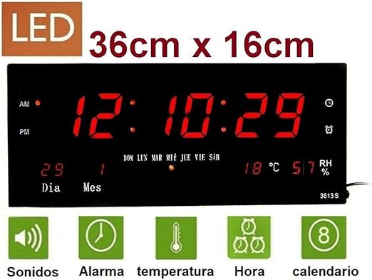 Tkk Reloj De Pared Y Mesa Digital Oficina Temperatura Calendario