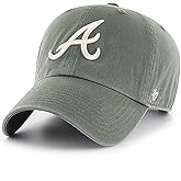 47 Brand MLB Moss Green Primary Logo Clean Up Adjustable Strap Baseball Cap Hat, Adult One Size Fits All