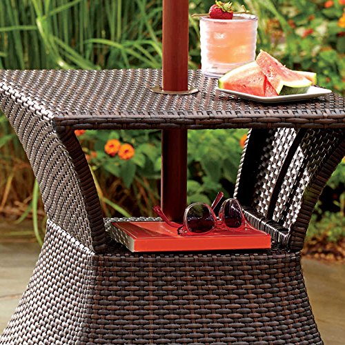 Stratford Umbrella Stand Side Table With Shelf Wicker and Steel Frame