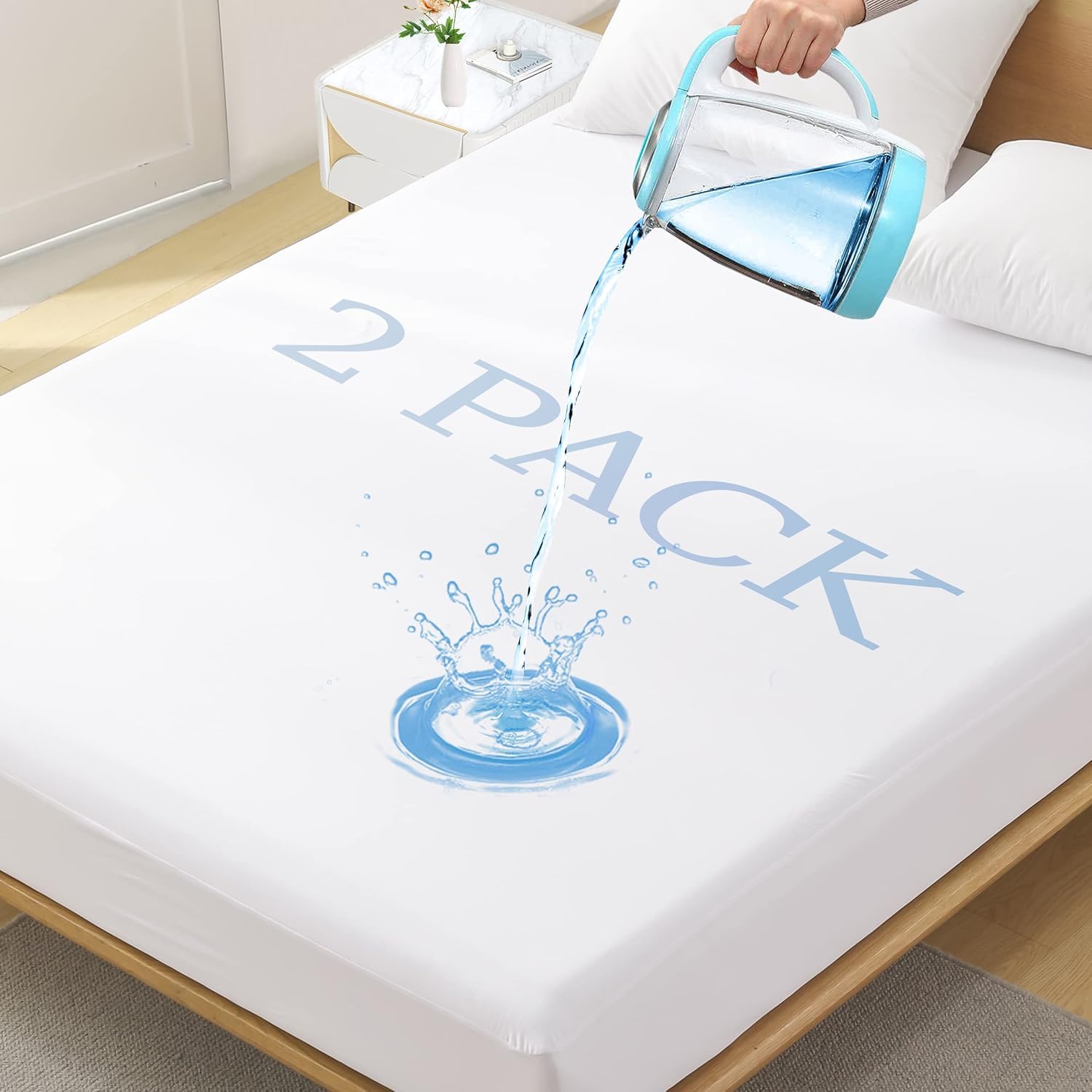 Photo 1 of 2 Pack Softhour Full Size Waterproof Mattress Protector, Stretch to 21'' Deep Pocket, Soft Breathable, Ideal for Home & Commercial Use