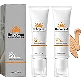 2PC Tinted Sunscreen for Face SPF 50+ PA++++, Hydrating Sunscreen for Face and Body, No Sticky Feeling, Moisturizing, Against UVA and UVB for All Skin Types, Travel Size