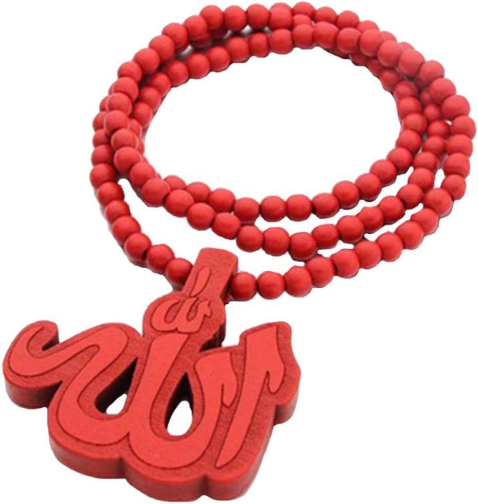 Aisoway Allah Necklace Female Jewelry Muslim Islamic Religious Crescent Moon Eid Gift Arabic Necklace Wooden for Men