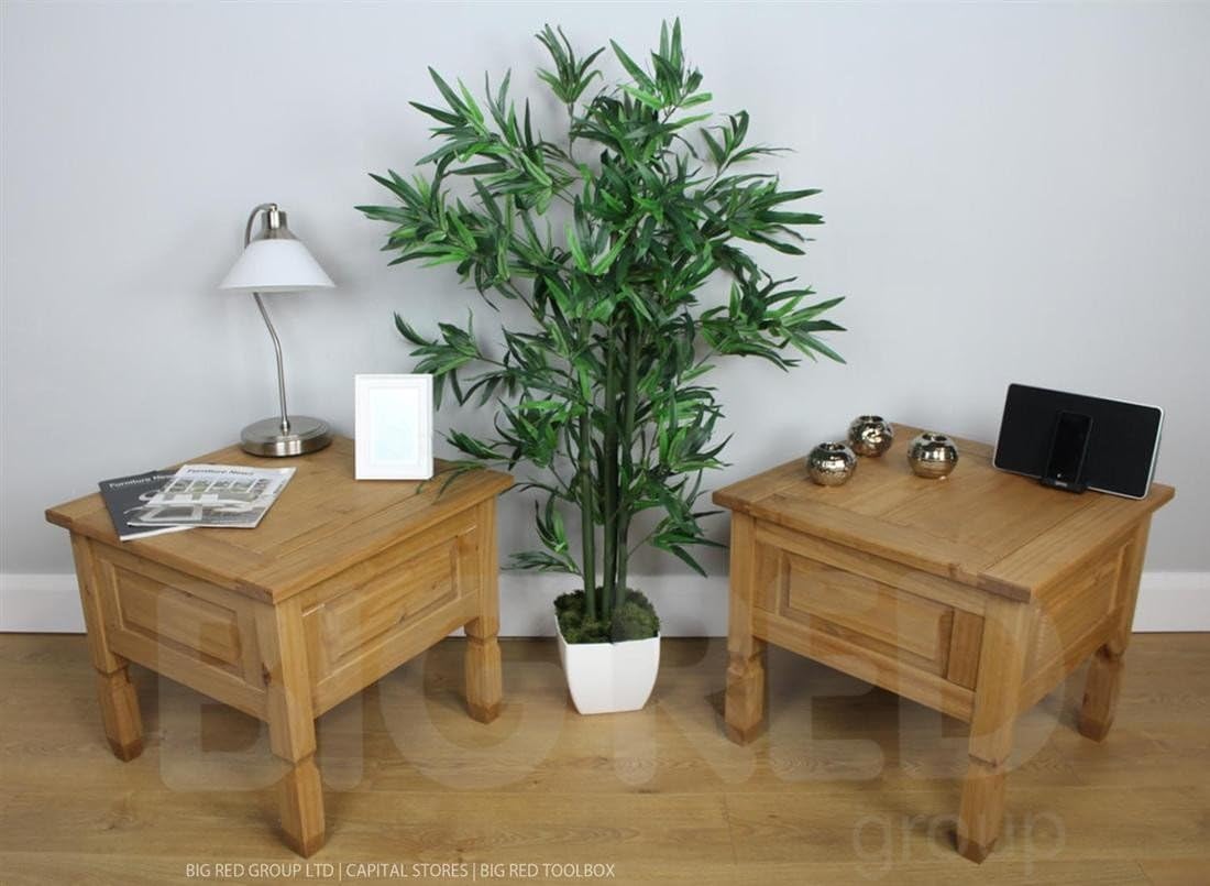 Corona Pair Of Lamp Tables-Distressed Mexican Pine